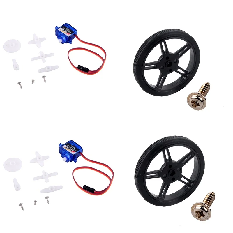 

2Pcs Feetech FS90R Servo 360 Degree Continuous Rotation Micro RC Servo Motor +2pcs Wheel For Robot RC Car Drones Boat Smart Car