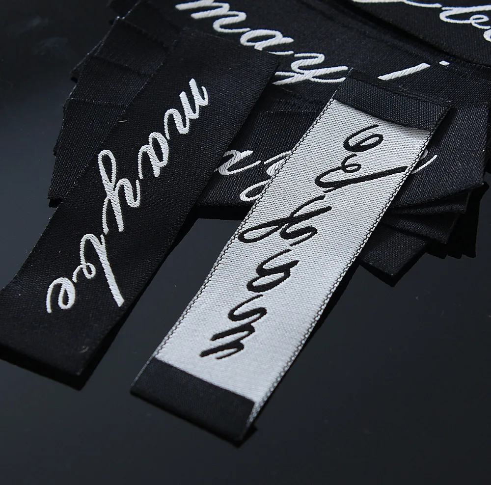 Customized Damask woven labels clothing labels /Trademark manufacture clothing tags-in Garment ...