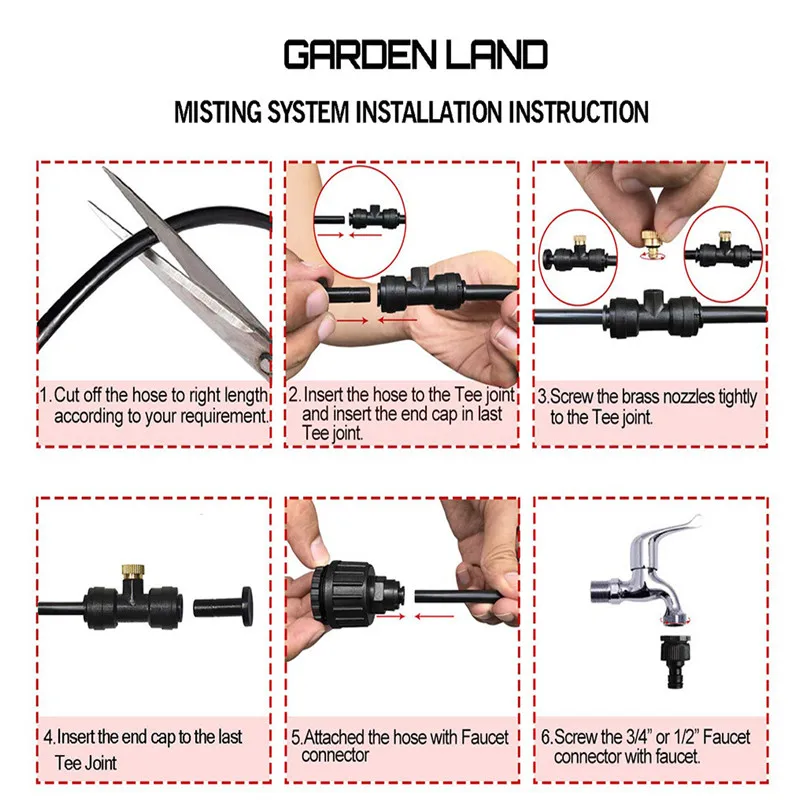 Outdoor 10m Spray Pipe Misting Misters Cooling System 33.3FT Misting Line for Patio Fan Garden or amusement park #4l16 (1)