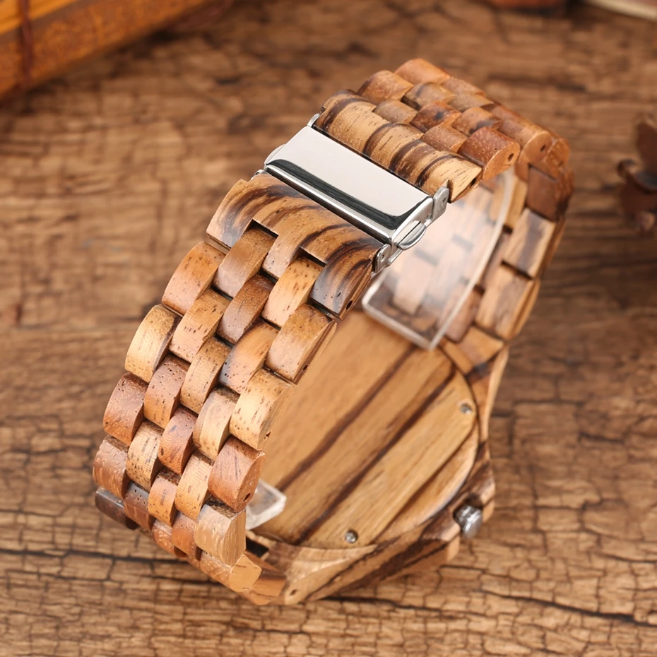 Retro Zebra Wooden Watches Quartz Watches Men Unique Smooth Dial Silver Rivets Full Wood Wrist Watches Fashion Simple Man Clock 2021 (7)