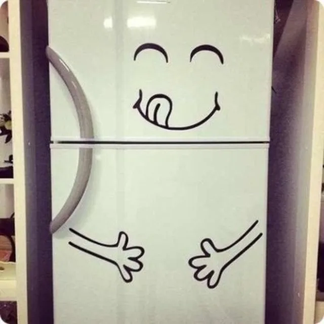 Fridge Cute Decal Happy Delicious Face Fridge Decal Dining Room Wall Stickers Kitchen Wall Decal DIY Home Decor