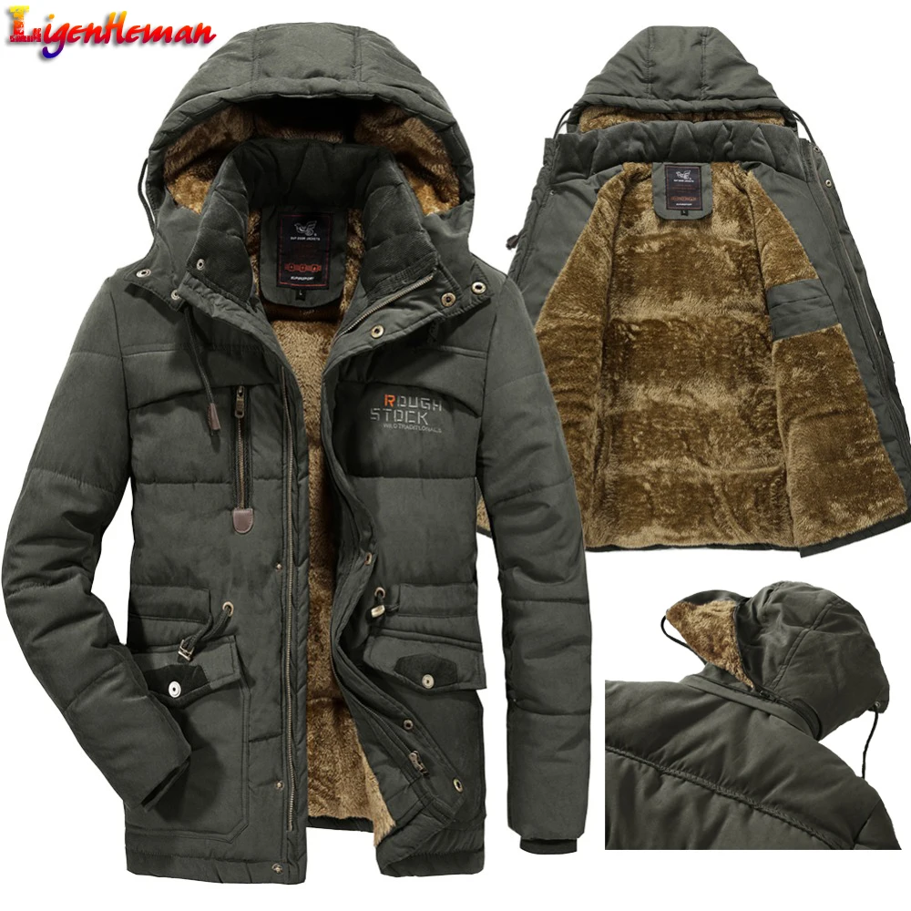 Мужская зимняя куртка большого размера 6XL 7XL 8XL Толстая теплая парка флисовая
