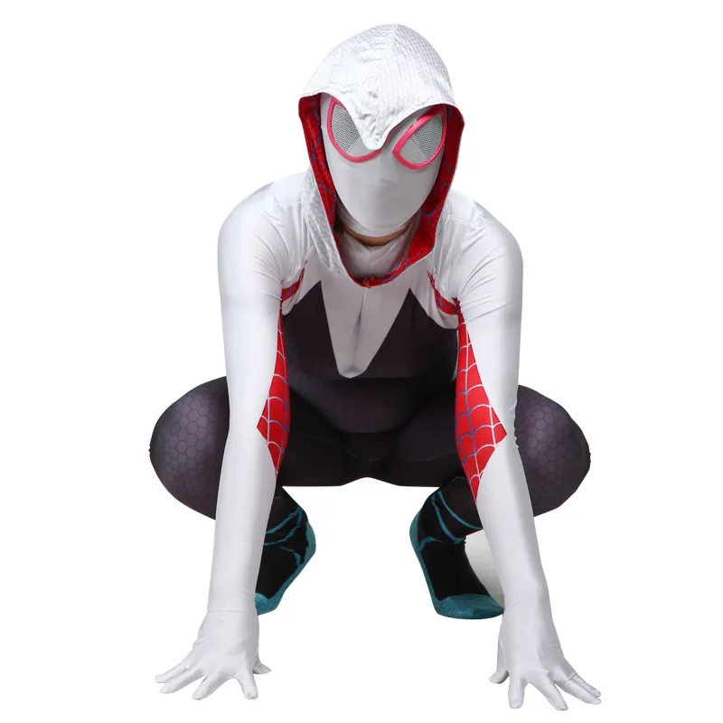 

Gwen Stacy Spandex Lycra 3D Print Zentai Spiderman for Halloween Cosplay Female Spider Suit Anti-Venom Gwen girl woman Costume