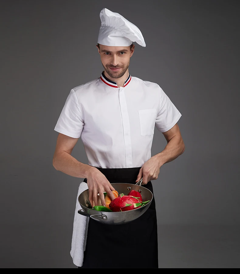 Летняя мужская униформа шеф-повара для ресторана, рубашки, кухонная куртка, фартук, кухонный набор