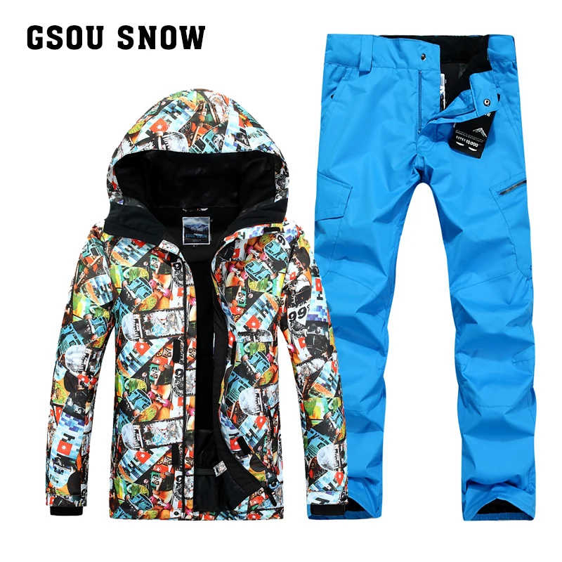 

GSOU SNOW Men's ski suit colorful To keep warm waterproof