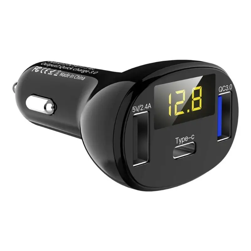 Цифровой дисплей type C + QC3.0 Быстрая зарядка USB автомобильные аксессуары для