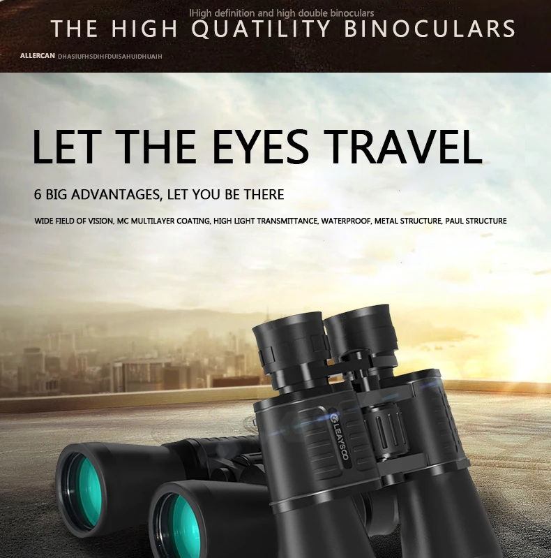 LEAYSOO 10x50 22 мм окуляр бинокль водостойкий низкий уровень света ночного видения телескоп Бинокль без инфракрасный