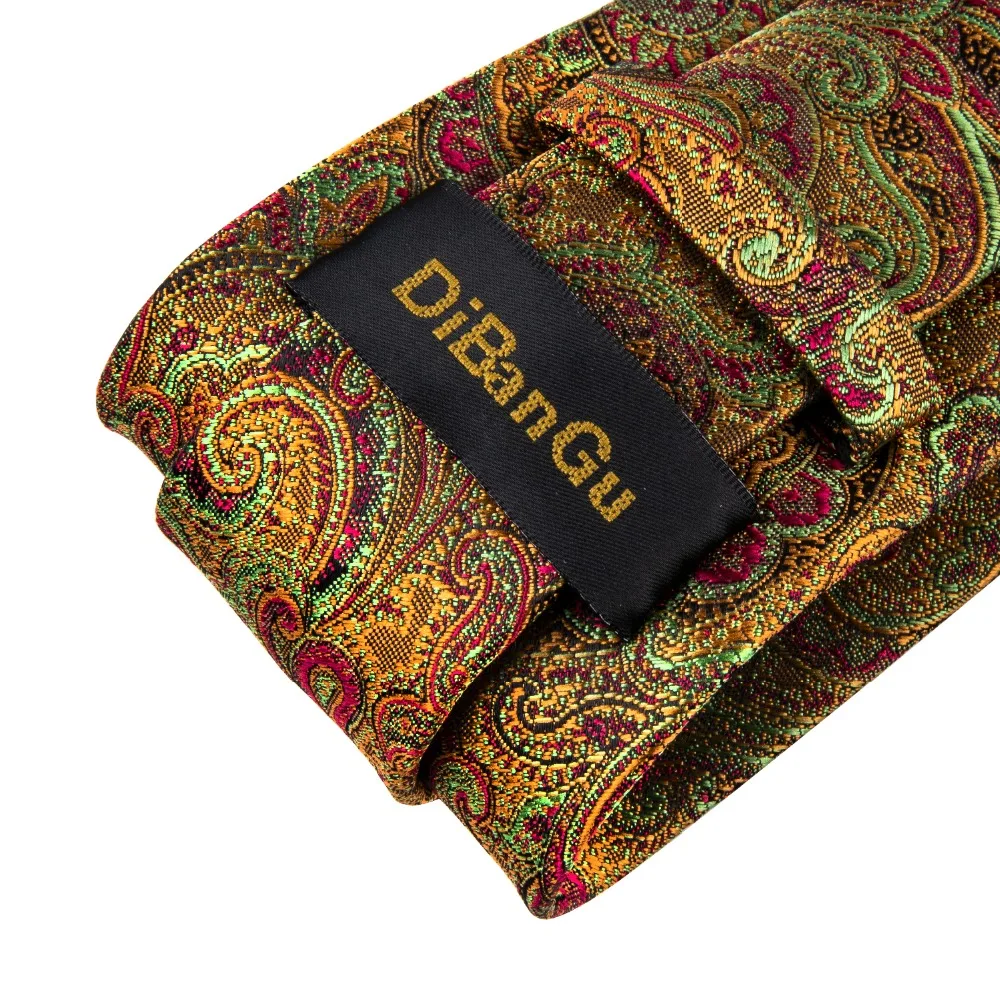 DiBanGu галстуки для мужчин, синие, розовые, желтые, зеленые шелковые галстуки с носовыми запонками, набор зажимов для мужчин, свадебные, вечерние, деловые