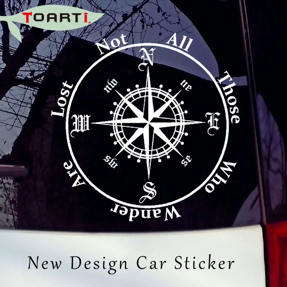 

Not All Those Who Wander Are Lost Compass Car Sticker Reflective Removable Pvc Art Words Door Decor Decals Adhesive