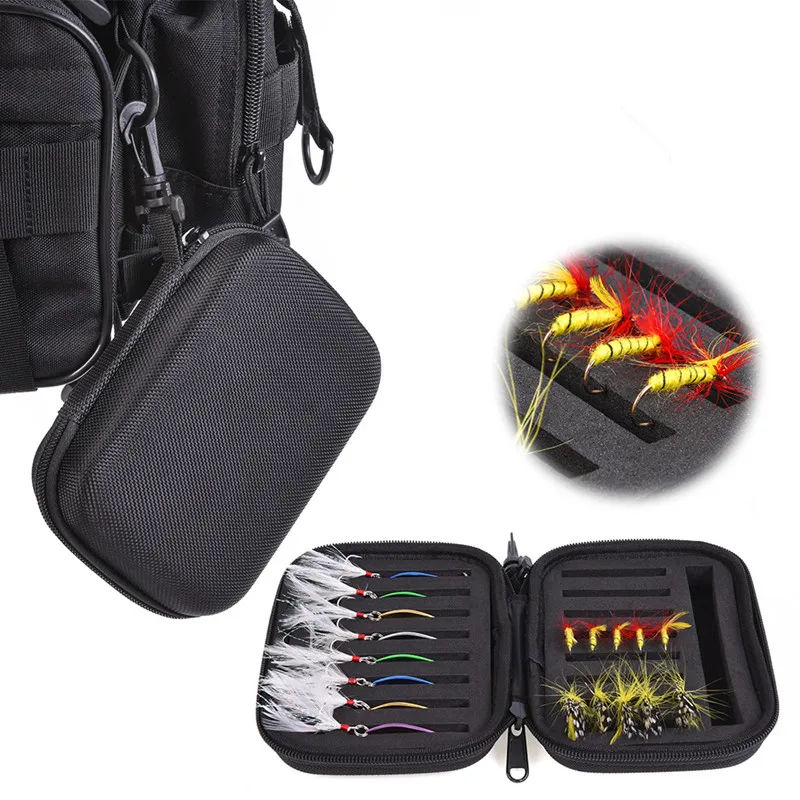 

16cm Lure Fishing Tackle Bag Portable Spoon Fly Bait Packets Jig Hook Sequins Container Large Capacity EVA Storage Zipper Box
