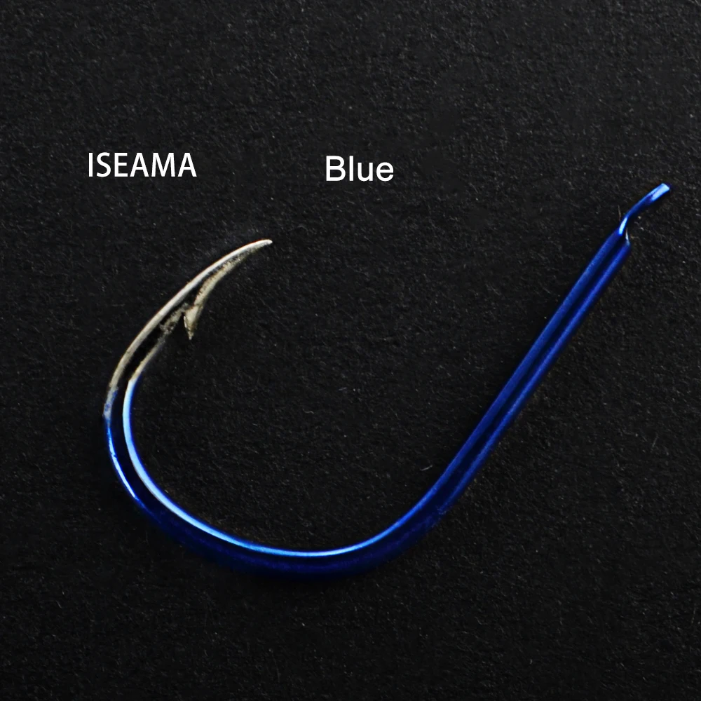 30-50pcs High Carbon Steel ISEAMA Barbed Luminous Fishing Hook 4-13# Black Nickel Yellow Blue Red Single Carp Fishing Hook Japan