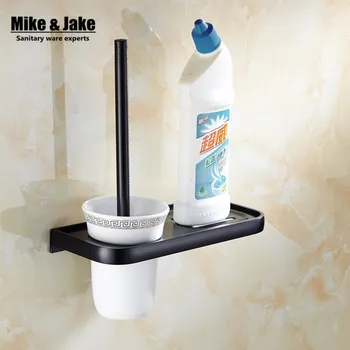 

Bathroom black aluminum brush holder shel wall brush rack bathroom us style black brush with shelf bathroom accessories MH6004