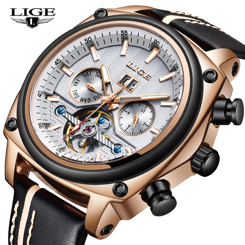 

2019 Mens Watches LIGE New Casual Top Luxury Watch Men Business Automatic Mechanical Business Waterproof Clock Relogio Masculino