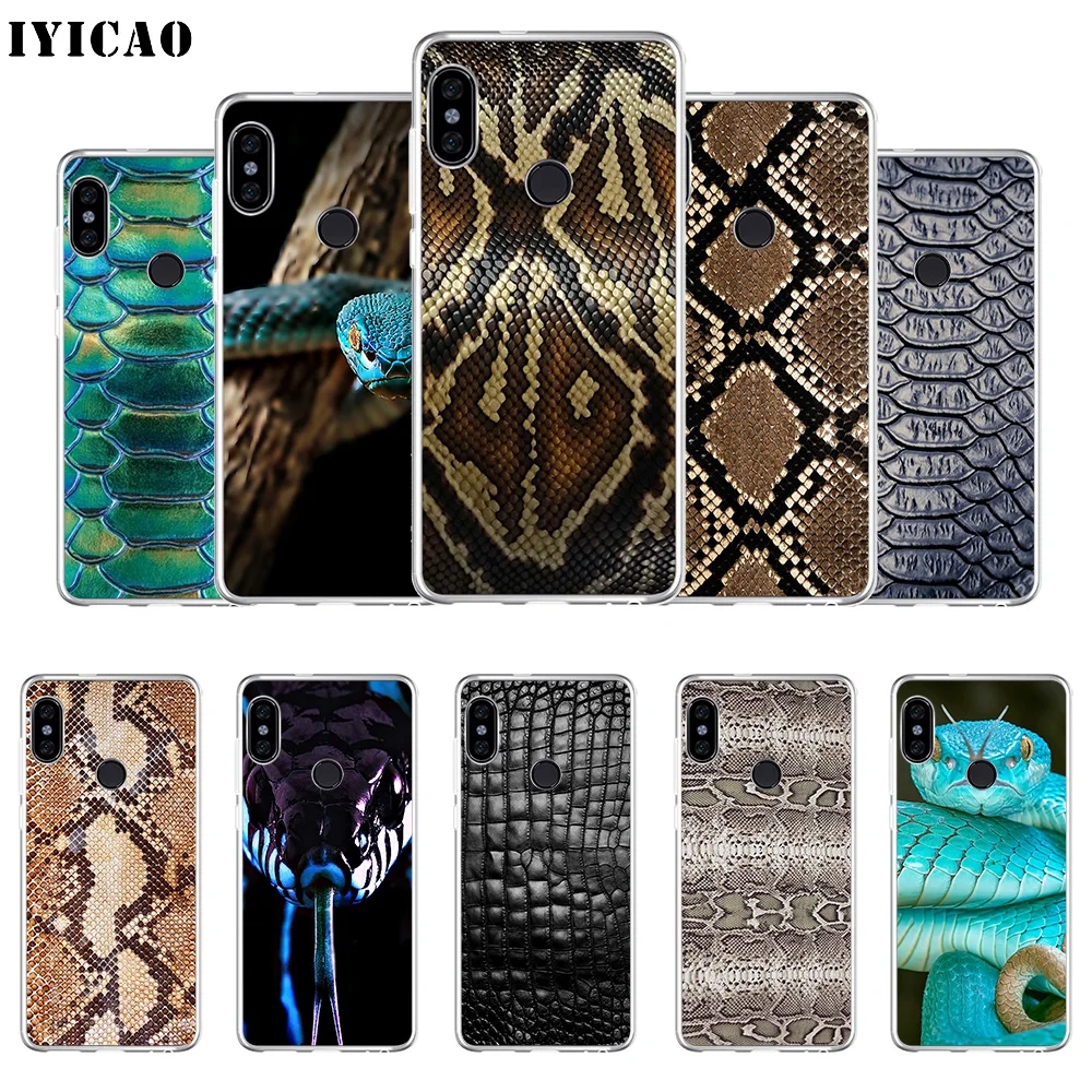 

IYICAO Leather Snake Scales Green print Soft Silicone Phone Case for Xiaomi Mi 9 8 SE Mi 6 Mi A1 A2 Lite F1 MIX2S MIX3 Cover