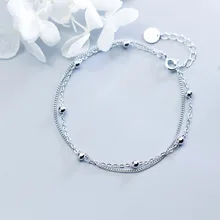 MloveAcc 925 пробы серебряный браслет из бисера Регулируемый двойной слой звено цепи браслеты для женщин любовник Свадебные ювелирные изделия подарок