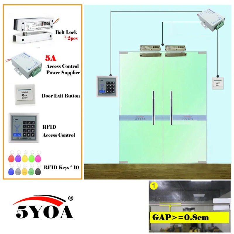 RFID система контроля доступа умный дверной замок Безопасный Комплект Электронный Открыватель ворот домашний гараж цифровой набор электро магнитный - Цвет: ACDbFLBolt