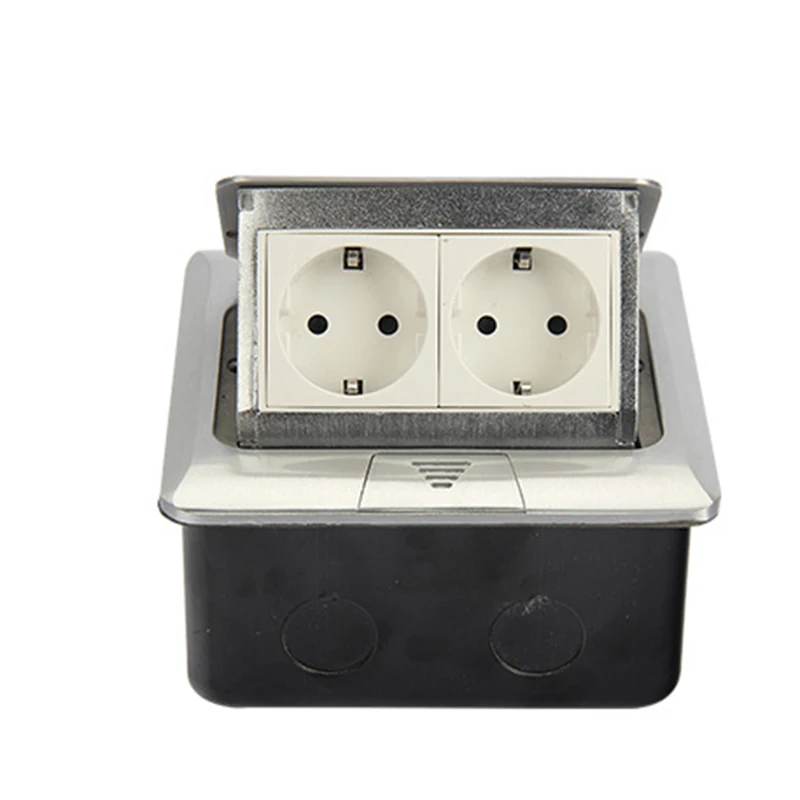 

Aluminum Panel EU Standard Floor Socket 2 Way Electrical Outlet Modular Combination Customized Available