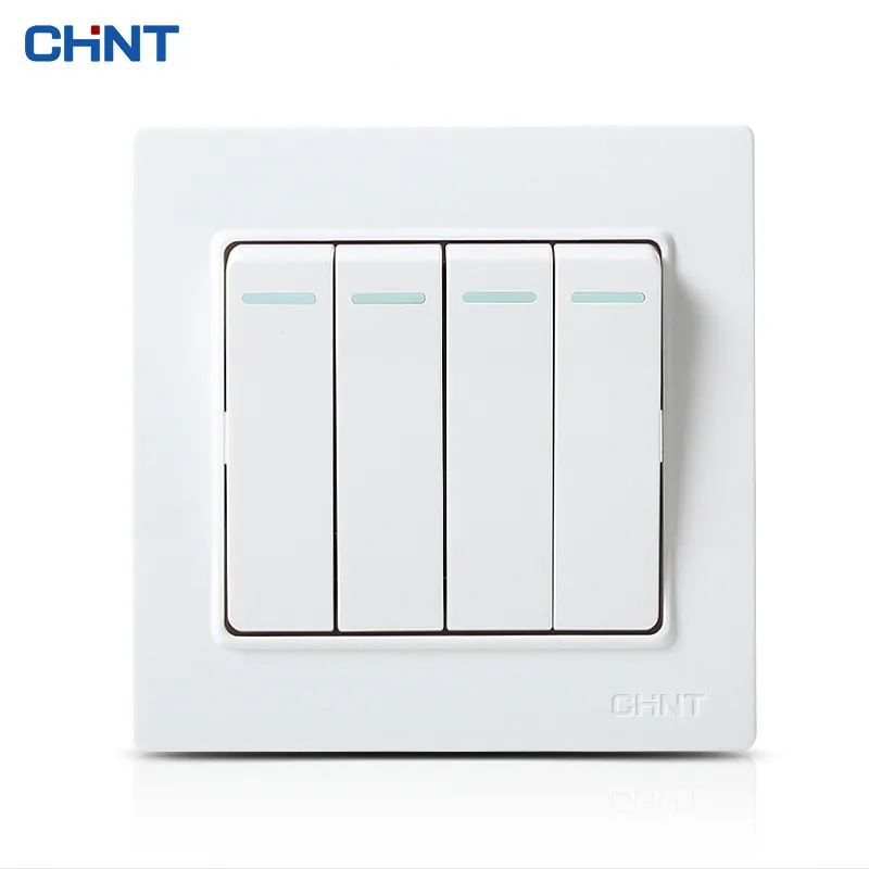 

CHNT 86 Type Switch Four Gang One Way Three Color Light Switch Wall Switch Panel Socket Push Buttont Wall Switch Socket
