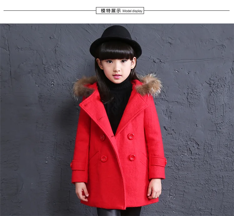 Осенне-зимняя коллекция г. утолщение детская одежда детские пальто для девочек с капюшоном двубортное пальто Детский кардиган