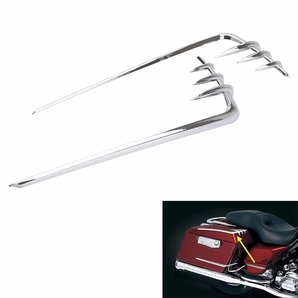 motorcycle Chrome ABS Saddlebag Lid Accents For Harley 93 13 Touring