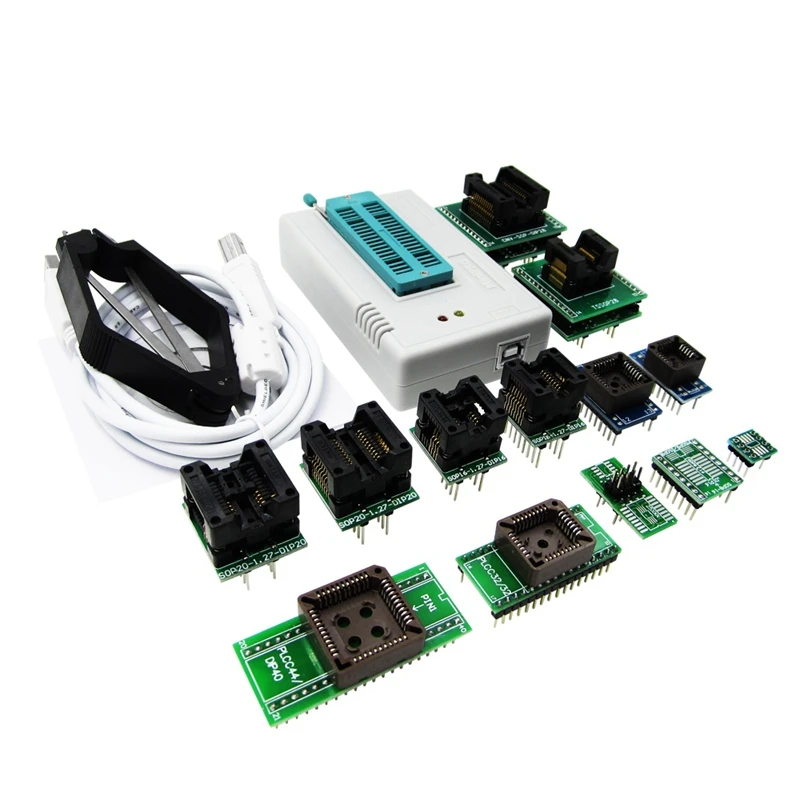 Mini Pro Tl866Ii Plus программист + 13 адаптеров Sop8 зажим 1 8 V Nand Flash 24 93 25 Mcu bios Eprom Avr