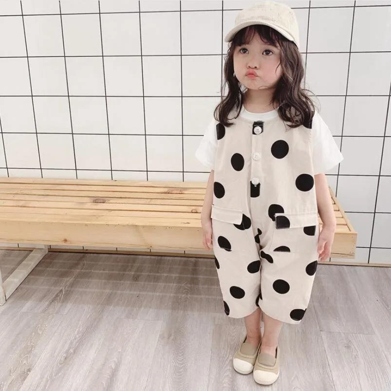 

2019 Spring Fall Summer Toddler Baby Overalls Pants Trousers Jumpsuit Bebe Girls Boys Pants Dot Print Children Trousers Clothing