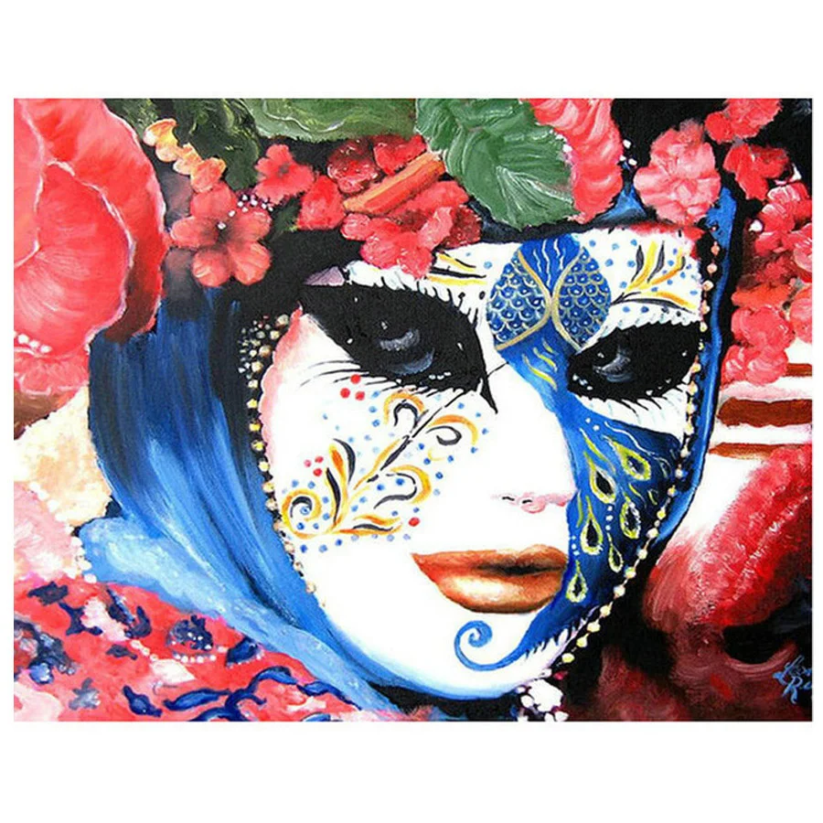 

DIY Diamond painting Cross Stitch flower mask woman diamond Embroidery diamond Mosaic painting rhinestone picture pasteds YG1031