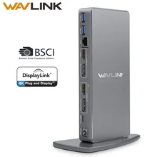 Wavlink Универсальная док-станция USB C для ноутбука 5K Dual 4K видео Док-Станция HDMI HD Gigabit Ethernet type C USB 3,0 для MAC