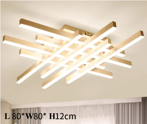 Современный геометрический металлический светодиодный потолочный светильник с регулируемой яркостью, акриловый светодиодный потолочный светильник для гостиной, спальни, светодиодный потолочный светильник - Цвет корпуса: 4 by 4 L80cm