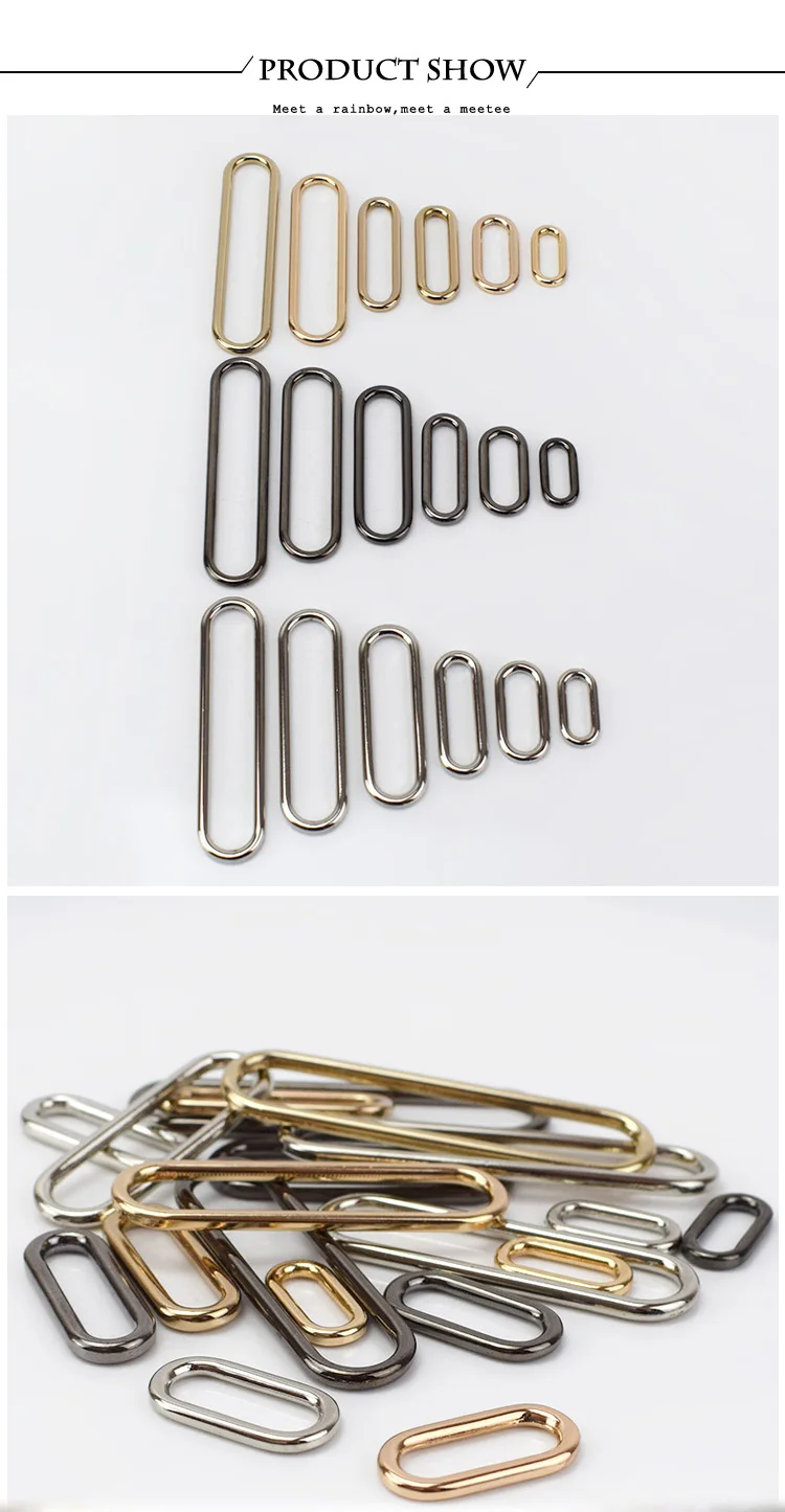 Meetee 10pcs 15-60mm Seamless Oval Metal Buckles O Ring Strap Hook Clasp DIY Shoes Garment Sewing Decorative Accessories F1-86