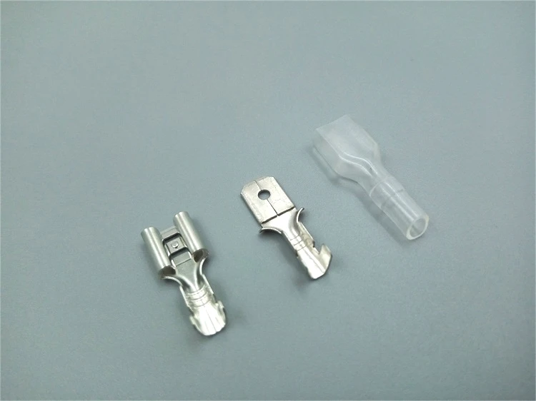 6.3mm Crimp Terminal 100pcs sets Female Spade Connector Male Spade Connector with 10pcs pvc