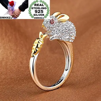 

OMHXZJ Wholesale European Fashion Woman Man Party Gift Chinese Zodiac Zircon AG 925 Sterling Silver 18KT Yellow Gold Ring RR421