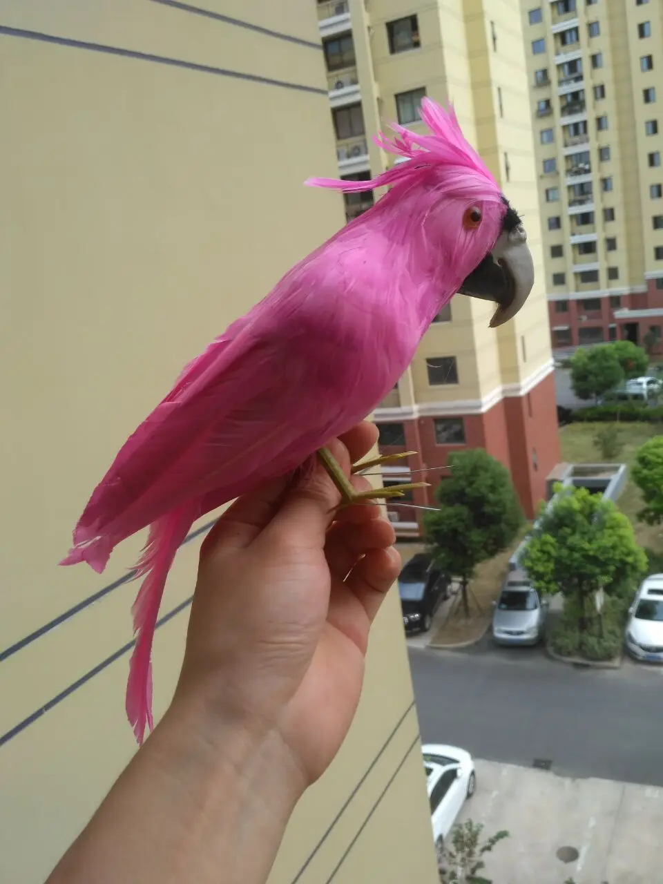 cute simulation pink parrot toy plastic&furs parrot bird doll gift about 30cm 1273in Stuffed