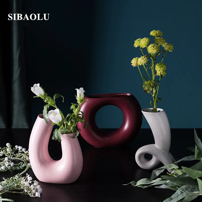 Nordic Morandi керамическая ваза креативные Ремесла Художественный Декор цветок ваза, домашний декор аксессуары ваза для свадебного украшения