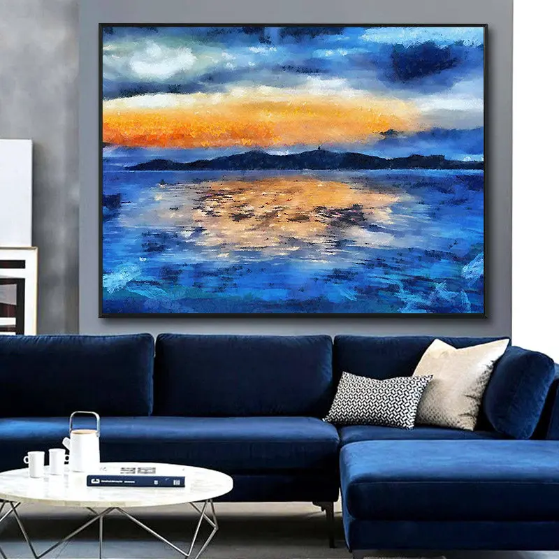 100% ручная роспись морское побережье закат пейзаж маслом на холсте Wall Art Безрамная