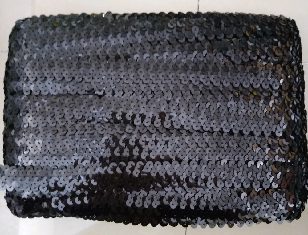 

clearance! 5Y 2cm wide 2ply elastic sequins band, black