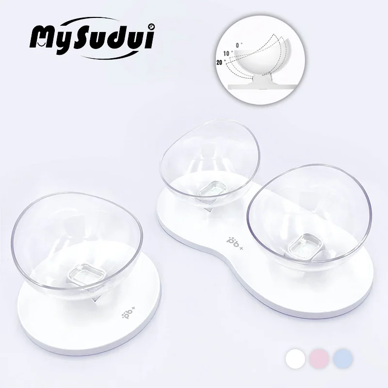 Najtaniej MySudui zaokrąglona podwójna dla kota miska jedzenie woda antypoślizgowa regulowana miseczka na wodę dla kota uchwyt z podajnikiem dla małych psów miska dla zwierząt woda pitna