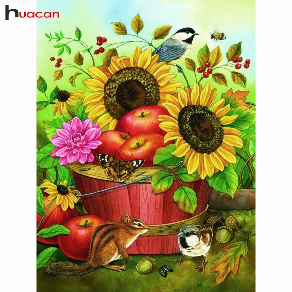 

Huacan Full Square Diamond Mosaic Sale Sunflower Pictures By Rhinestones Diamond Painting Flower Diamond Embroidery Handwork