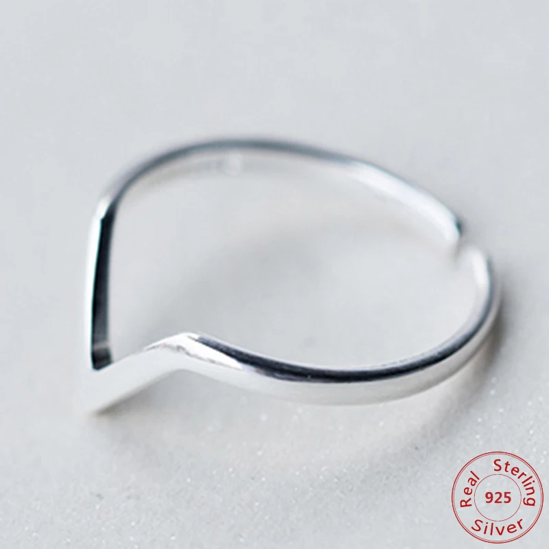 

Minimalism Geometric Personality Letter V Adjustable Ring 925 Sterling Silver Fashion Jewelry For Women birthday Party