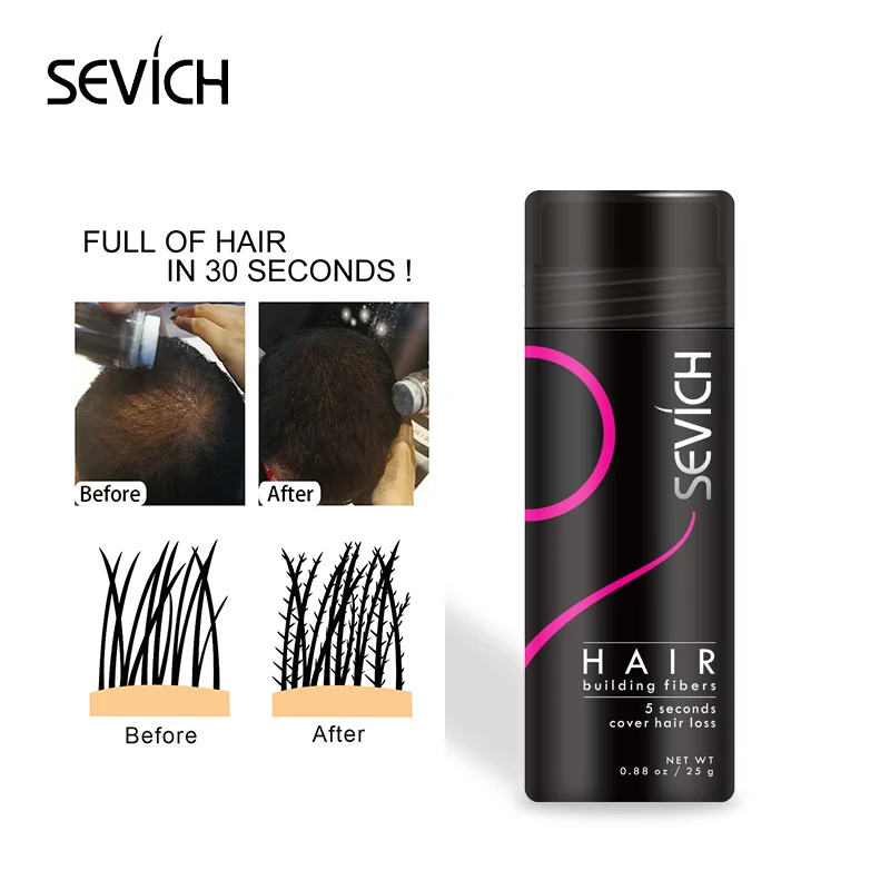 Sevich Hair Fiber 3 Kit 25g Keratin Fiber Hair Bottle + Applicator + Comb Building Fibers Regrowth Extension 10 Color