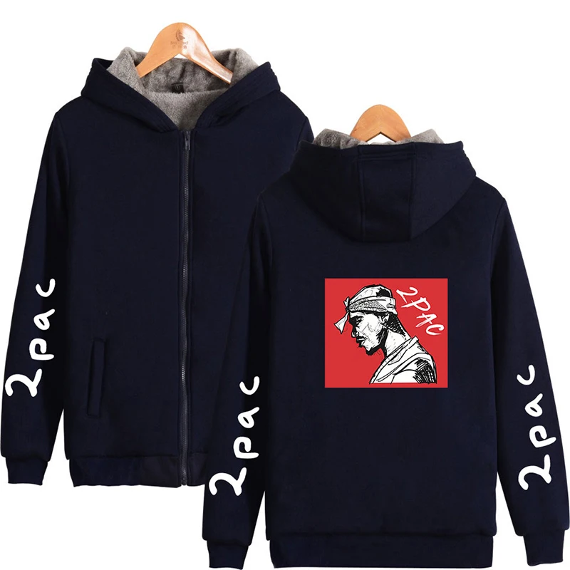 Зимняя мода, забавные 2pac молнии Для мужчин Для женщин толстовки куртки Повседневное с длинными рукавами из плотного флиса на молнии свитер с капюшоном топы