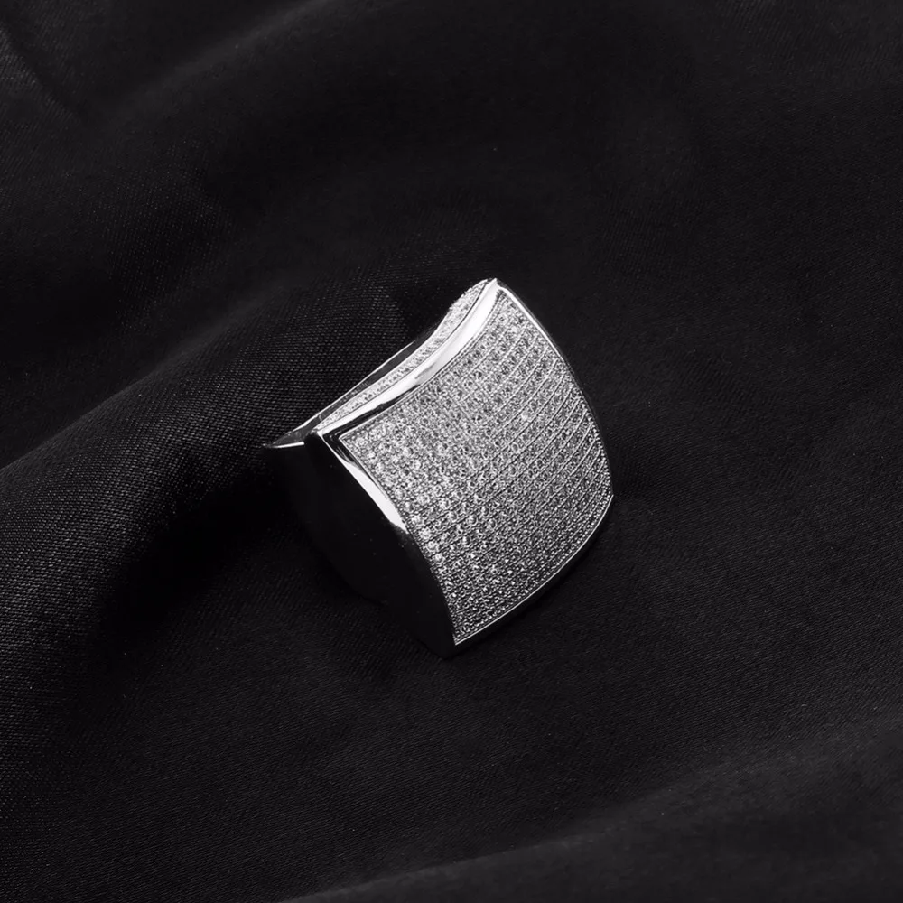 Для мужчин s кольцо в стиле хип хоп ААА + CZ камень Bling лед из золота Цвет Медь