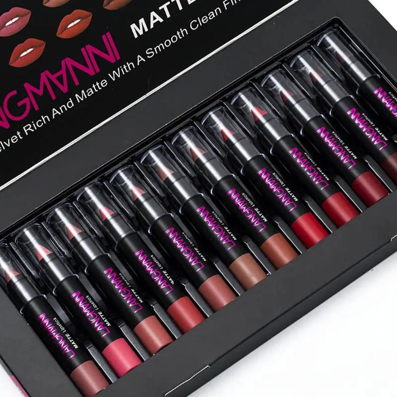 LANGMANNI 12pcs Matte Lipstick Pen Waterproof Lasting Lip Gloss Cosmetic New LANGMANNI 12pcs Matte Lipstick Pen Waterproof Lasting Lip Gloss Cosmetic New