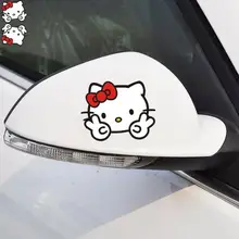 Aliauto 2 x Car-styling Funny Hello Kitty Car Rearview Mirror Stickers And Decal Accessories For Volkswagen Ford Focus Renault