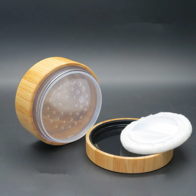 

30g Bamboo Loose Powder Case with Sifter Empty DIY Cosmetic Compact Grids & Stuff Travel Makeup Packaging Jar F20173637
