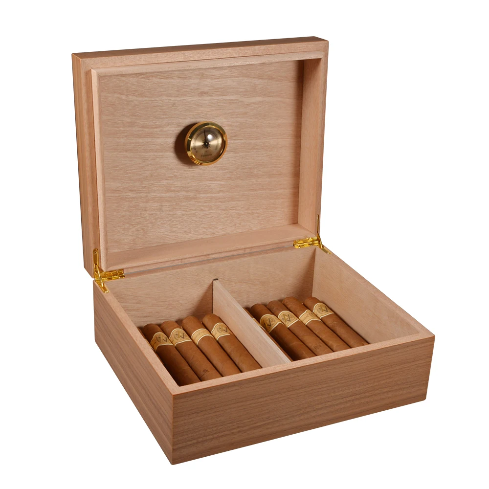 Burlywood Cedar Wood Big Size Cigar Humidor Nice Storage Box with