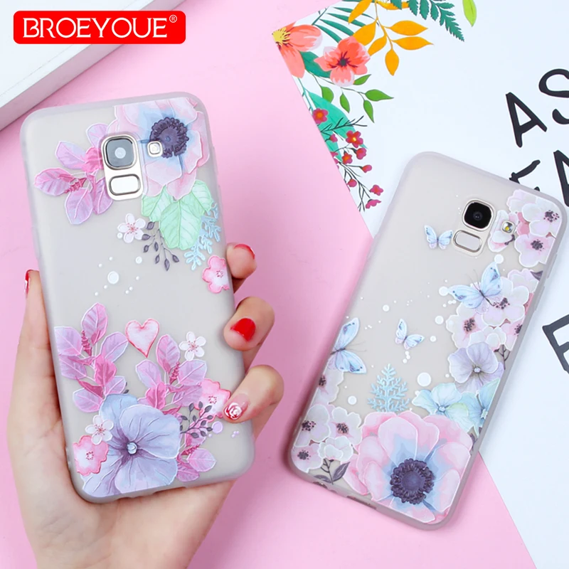

BROEYOUE Colorful Butterfly Floral Pattern Phone Case For Samsung Galaxy J2 Pro J6 J4 2018 J6 J3 J7 J8 2018 J3 J5 J7 2016 2017