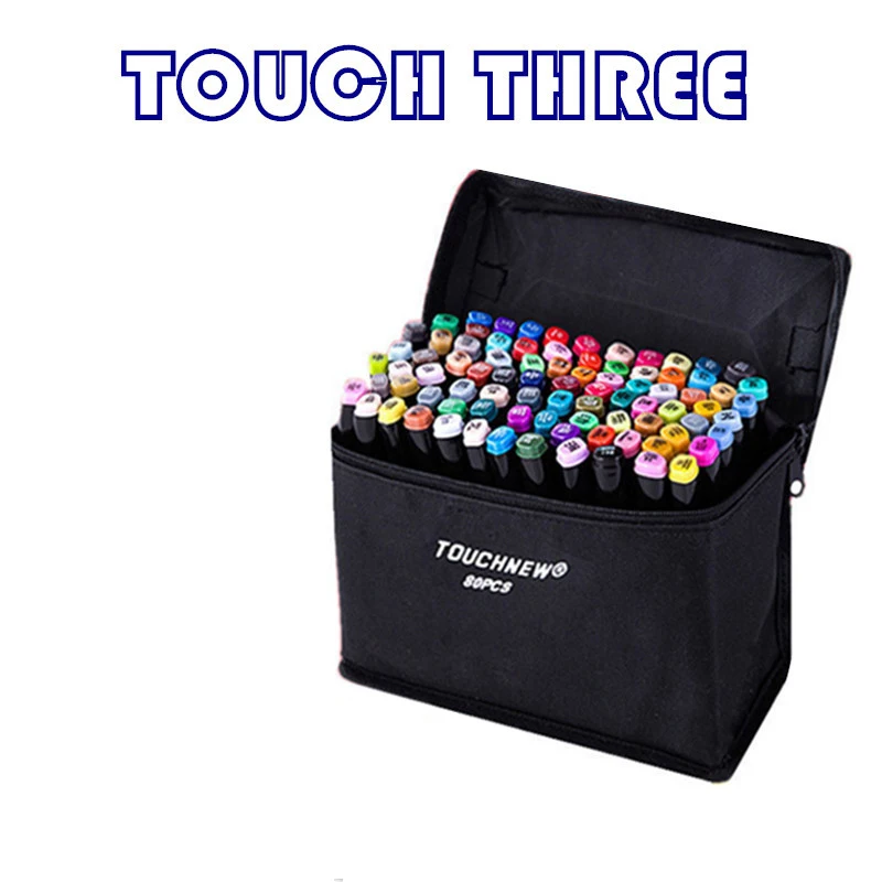 

touchthree 30/40/60/80 Color Art Marker Pen Oily Alcoholic Dual Headed Artist Sketch Markers for Animation Manga Design