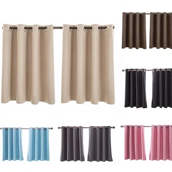 

2PC High quality Blackout Voile Curtain Insulated Foam Lined Heavy Thick Blackout Grommet Solid Window Curtain Panels 150x90cm