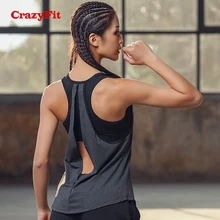 Топ для йоги CrazyFit с бюстгальтером, спортивный бюстгальтер, майка для бега, спортзала, для женщин, для фитнеса, тренировки, женские топы с открытой спиной, одежда, спортивная рубашка
